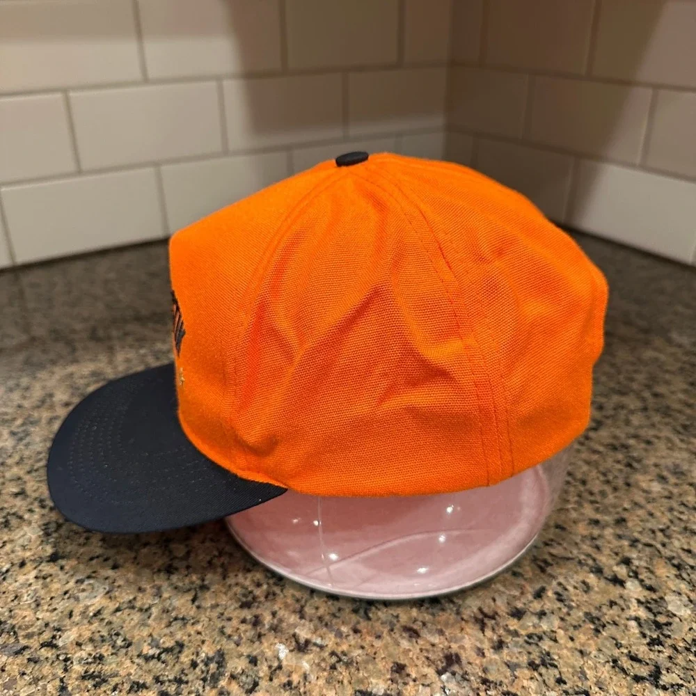 Vintage Thunderstix Hunting Hat Orange Black Snapback Cap Made in USA